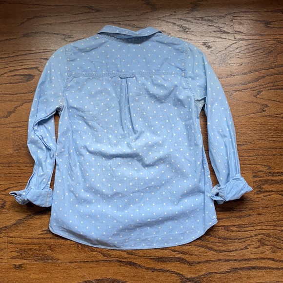 Madewell polka dot chambray top light blue - Picture 4 of 5
